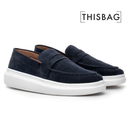Mocassim Masculino Sola Alta Loafer Derby em Camurça