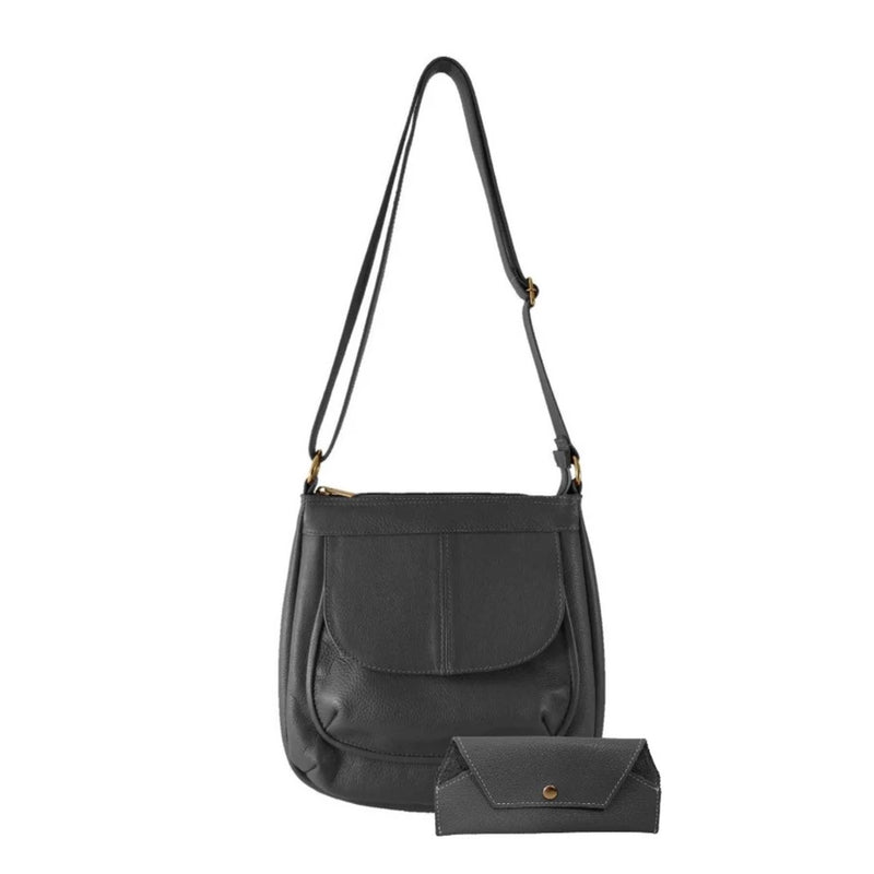 Kit Bolsa + Porta óculos em couro Legítimo