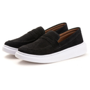 Mocassim Masculino Sola Alta Loafer Derby em Camurça Costurado Premium