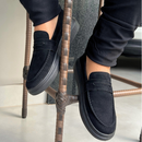 Mocassim Masculino Sola Alta Loafer Derby em Camurça Costurado Premium
