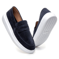 Mocassim Masculino Sola Alta Loafer Derby em Camurça