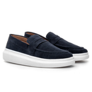 Mocassim Masculino Sola Alta Loafer Derby em Camurça Costurado Premium